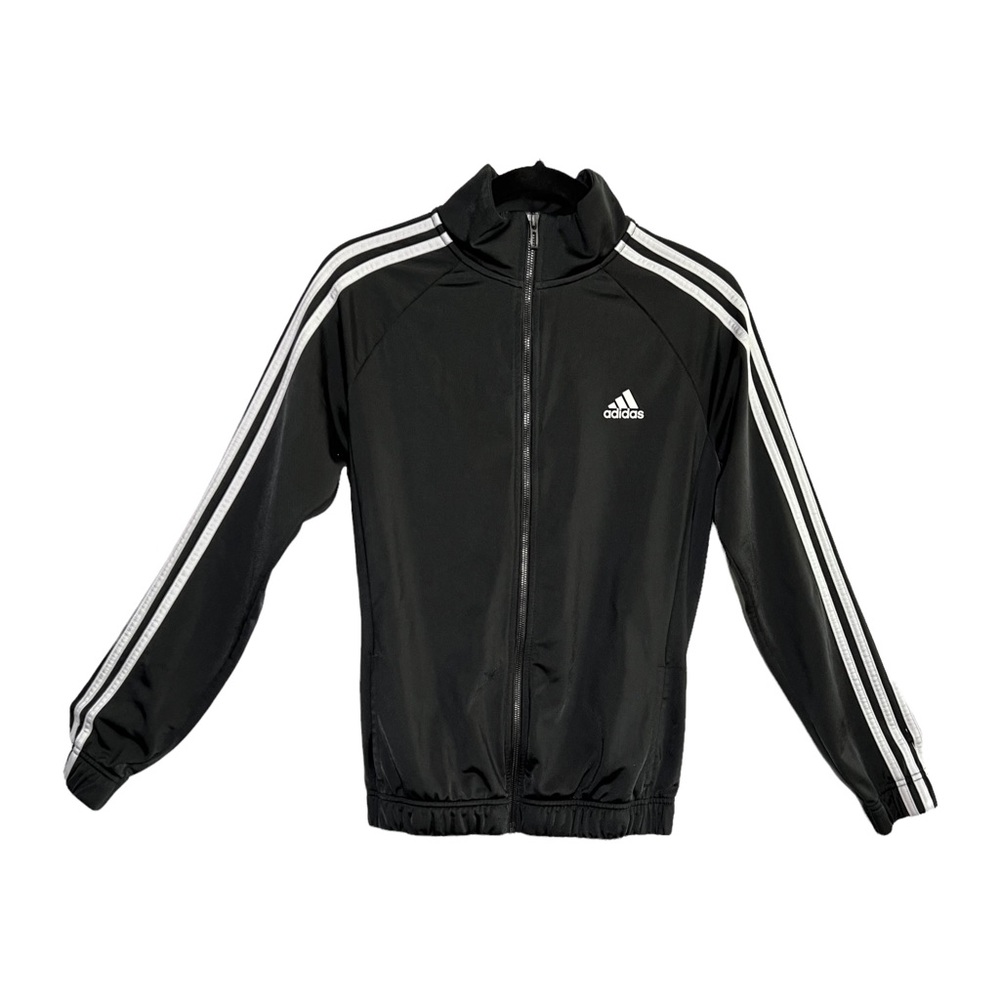 Adidas Black Track Jacket with White Stripes